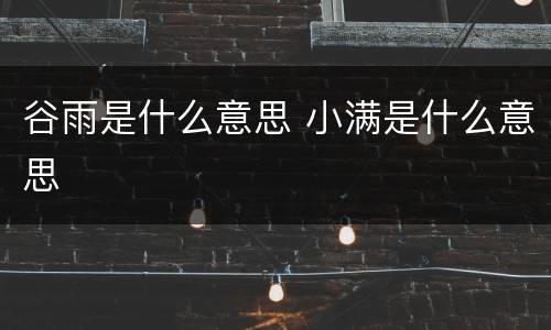 谷雨是什么意思 小满是什么意思