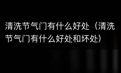 清洗节气门有什么好处（清洗节气门有什么好处和坏处）