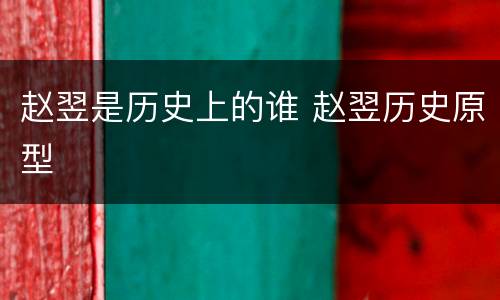 赵翌是历史上的谁 赵翌历史原型