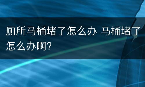 厕所马桶堵了怎么办 马桶堵了怎么办啊?