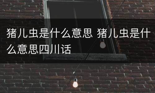 猪儿虫是什么意思 猪儿虫是什么意思四川话