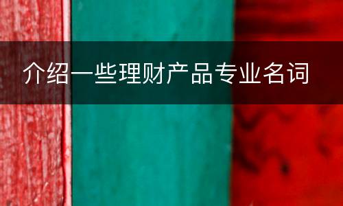  介绍一些理财产品专业名词