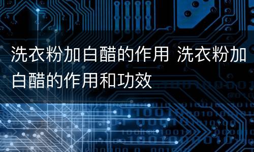 洗衣粉加白醋的作用 洗衣粉加白醋的作用和功效