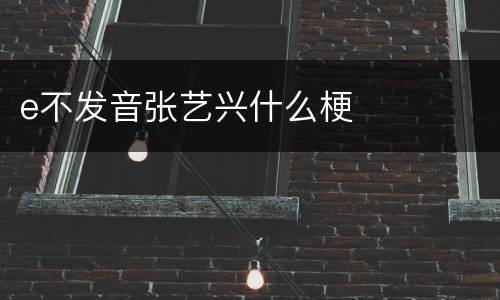 e不发音张艺兴什么梗
