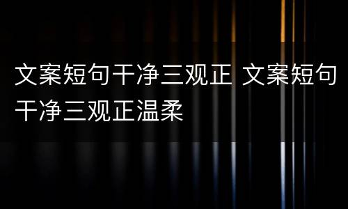 文案短句干净三观正 文案短句干净三观正温柔