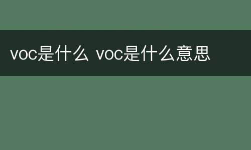 voc是什么 voc是什么意思