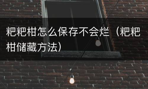 粑粑柑怎么保存不会烂（粑粑柑储藏方法）