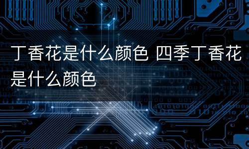 丁香花是什么颜色 四季丁香花是什么颜色