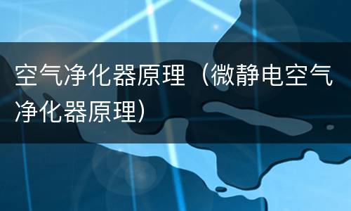 空气净化器原理（微静电空气净化器原理）
