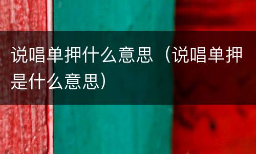 说唱单押什么意思（说唱单押是什么意思）