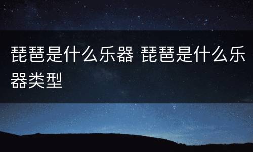 琵琶是什么乐器 琵琶是什么乐器类型