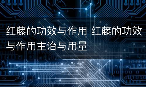 红藤的功效与作用 红藤的功效与作用主治与用量
