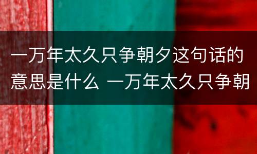一万年太久只争朝夕这句话的意思是什么 一万年太久只争朝夕这句话的意思