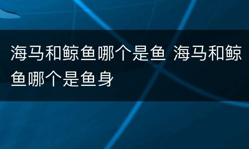 海马和鲸鱼哪个是鱼 海马和鲸鱼哪个是鱼身