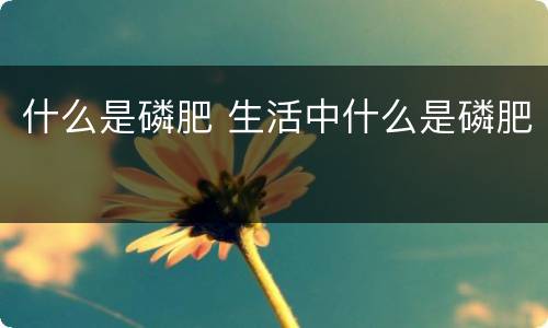 什么是磷肥 生活中什么是磷肥