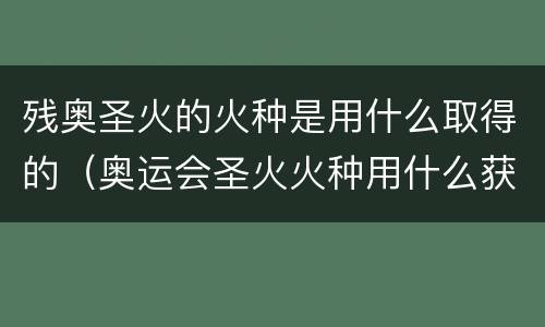 残奥圣火的火种是用什么取得的（奥运会圣火火种用什么获得的）