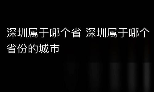 深圳属于哪个省 深圳属于哪个省份的城市