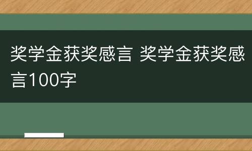 奖学金获奖感言 奖学金获奖感言100字