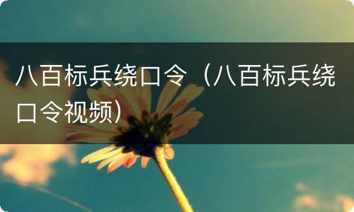 八百标兵绕口令（八百标兵绕口令视频）