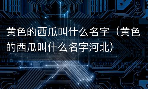 黄色的西瓜叫什么名字（黄色的西瓜叫什么名字河北）