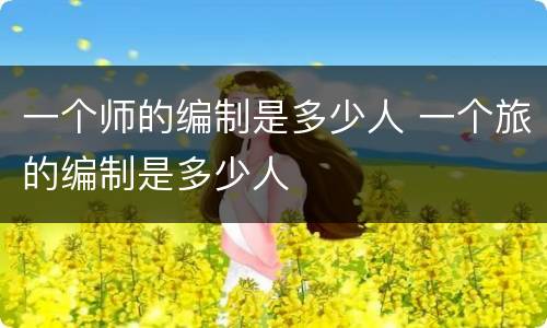 一个师的编制是多少人 一个旅的编制是多少人