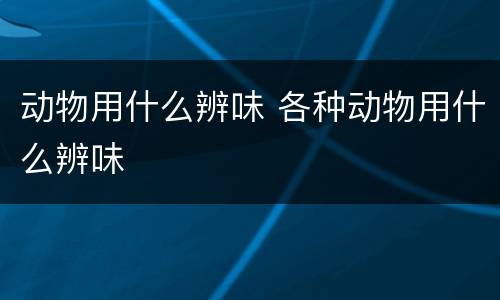 动物用什么辨味 各种动物用什么辨味