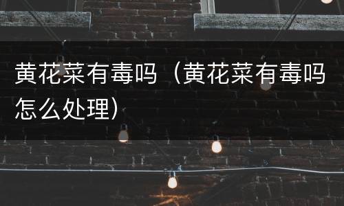 黄花菜有毒吗（黄花菜有毒吗怎么处理）