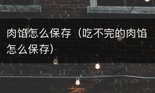 肉馅怎么保存（吃不完的肉馅怎么保存）