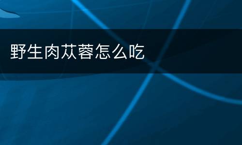 野生肉苁蓉怎么吃