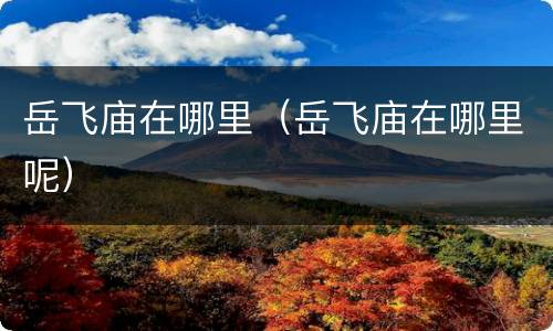 岳飞庙在哪里（岳飞庙在哪里呢）