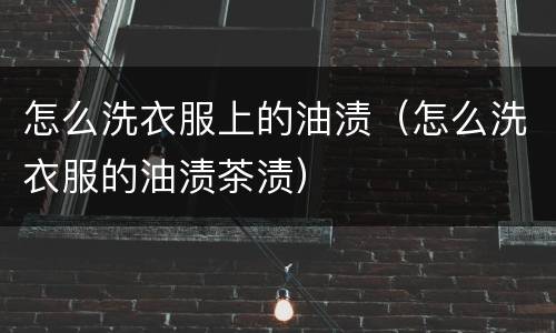 怎么洗衣服上的油渍（怎么洗衣服的油渍茶渍）