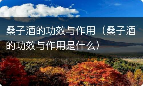桑子酒的功效与作用（桑子酒的功效与作用是什么）