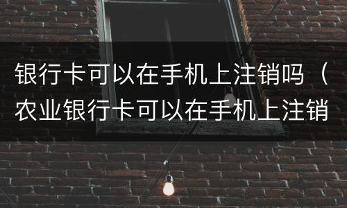 银行卡可以在手机上注销吗（农业银行卡可以在手机上注销吗）