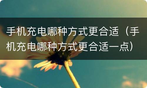 手机充电哪种方式更合适（手机充电哪种方式更合适一点）
