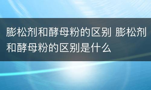 膨松剂和酵母粉的区别 膨松剂和酵母粉的区别是什么