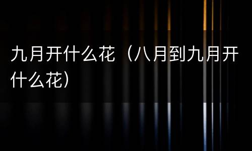 九月开什么花（八月到九月开什么花）