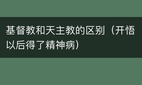 基督教和天主教的区别（开悟以后得了精神病）