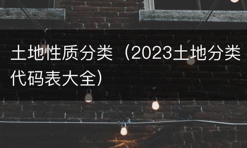 土地性质分类（2023土地分类代码表大全）