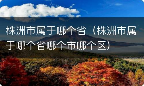 株洲市属于哪个省（株洲市属于哪个省哪个市哪个区）