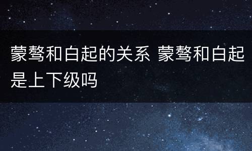 蒙骜和白起的关系 蒙骜和白起是上下级吗