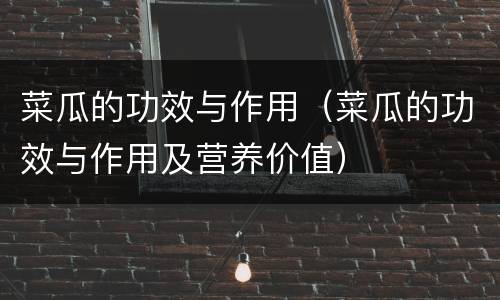 菜瓜的功效与作用（菜瓜的功效与作用及营养价值）