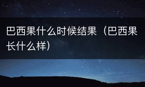巴西果什么时候结果（巴西果长什么样）