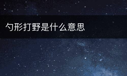 勺形打野是什么意思