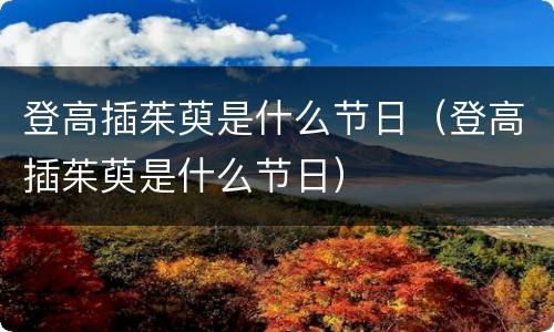 登高插茱萸是什么节日（登高插茱萸是什么节日）