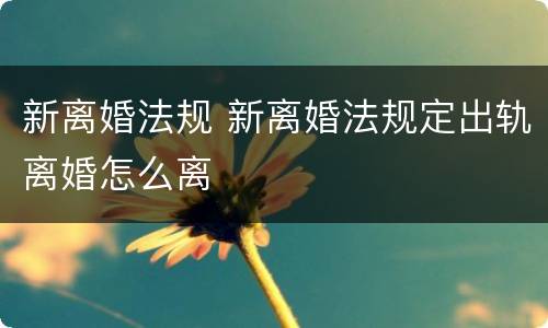 新离婚法规 新离婚法规定出轨离婚怎么离