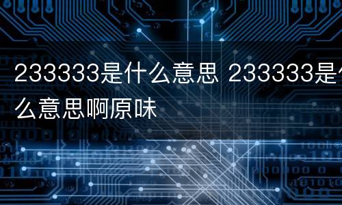 233333是什么意思 233333是什么意思啊原味
