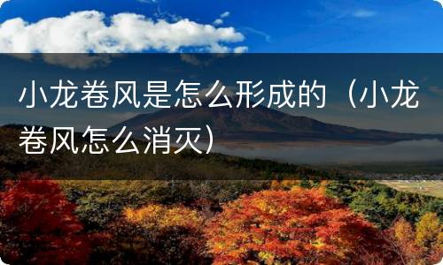 小龙卷风是怎么形成的（小龙卷风怎么消灭）