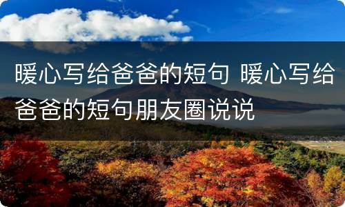 暖心写给爸爸的短句 暖心写给爸爸的短句朋友圈说说