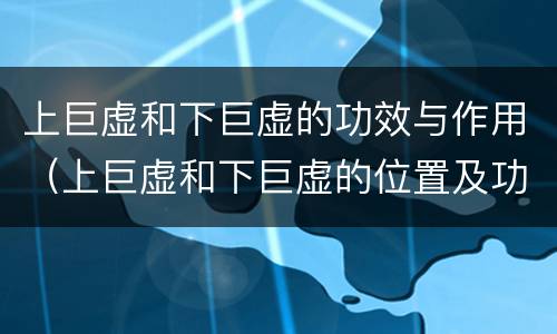 上巨虚和下巨虚的功效与作用（上巨虚和下巨虚的位置及功效）