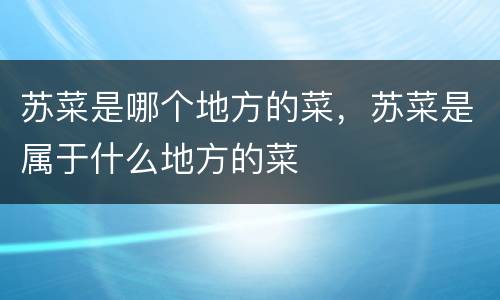 苏菜是哪个地方的菜，苏菜是属于什么地方的菜